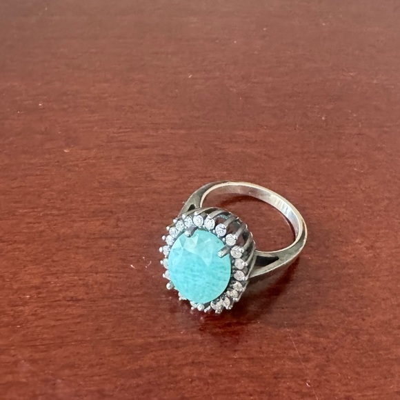 Adornia stamped sterling silver and emerald ring with natural diamonds - size 6 - Picture 11 of 11